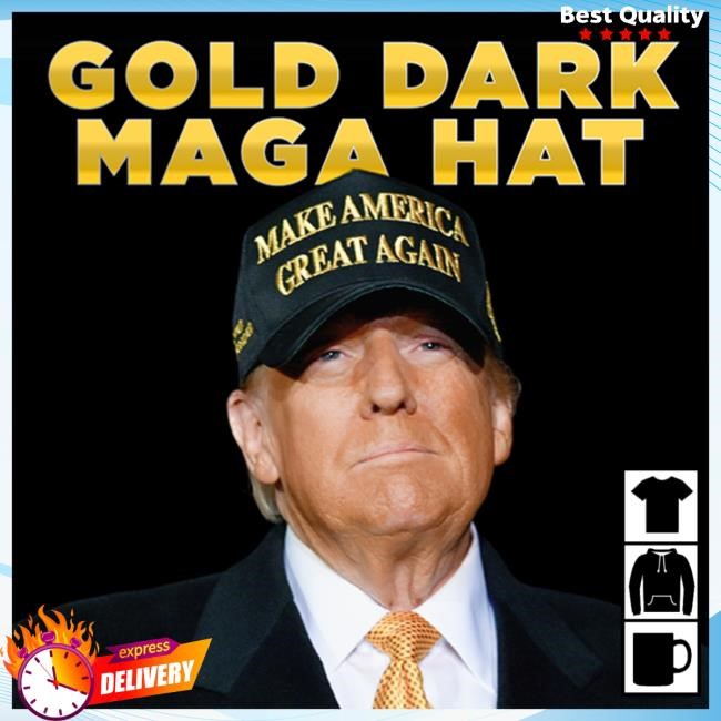 New Donald Trump Drop Gold Dark MAGA Hat Casual Fit Official Gold Dark MAGA Hat by Donald Trump Casual Cap