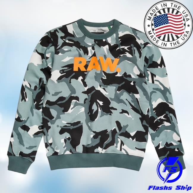 Official G Star Raw Clothing Store Shop Grey Moss Woodland Camo Raw Aop Hooded Sweatshirt All Over Print Gstar