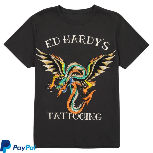Official Ed Hardy Merch Store Rhinestone Dragon Wings Popover Shirt EdHardy Apparel Clothing Shop