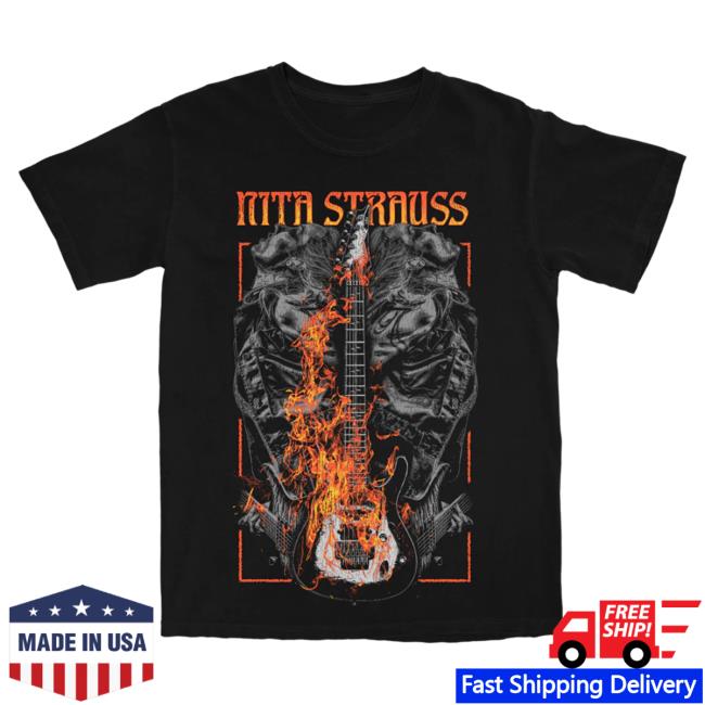 Sumerian Records Nita Strauss Flaming Guitar Shirt New