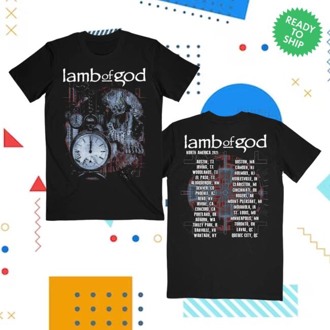 Official Lamb Of God Merch Store Black Circuitry Skull Tour T-Shirt