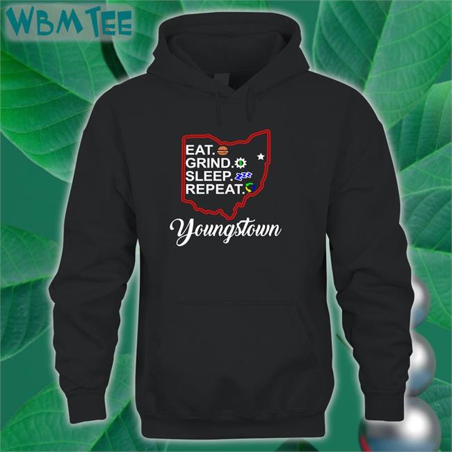 Eat Grind Sleep Repeat Youngstown T Shirt Charcoal