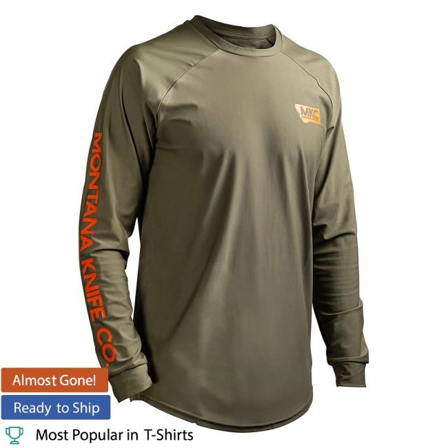 Official Montana Knife Company Mkc Long Sleeve Tshirt Performance Crew - Olive