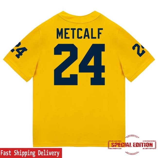 The M Den Michigan Wolverines #24 Tevis Metcalf Student Athlete Maize Football Jersey New Shirt