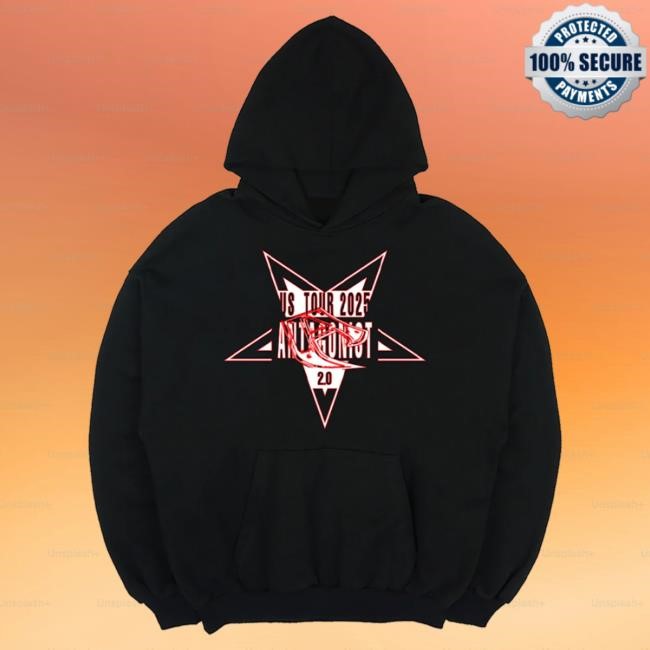 Official Playboi Carti Merch Store Antagonist Star Black & Red Hooded Sweatshirt