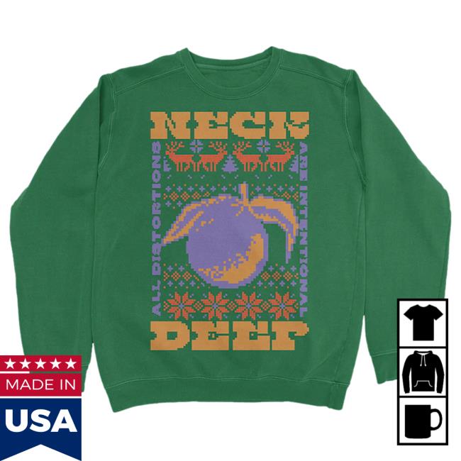 Official Neck Deep Merch Store NeckDeep Adai Holiday Green Crewneck Sweatshirt