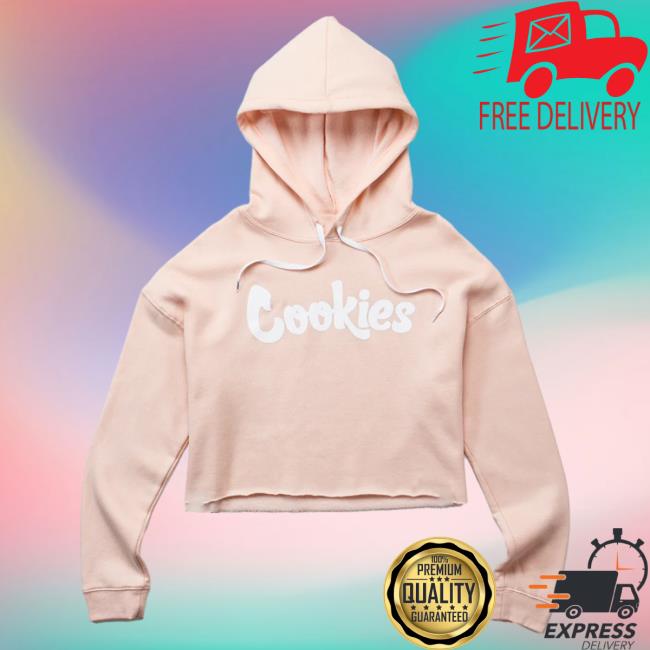 Official Cookies Clothing Merch Womens Crop Top Pull Over Hoodie Pink/Black