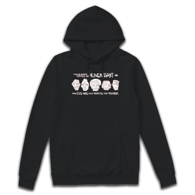The Many Faces Of Oliver Hart How Eye One The Write Too Think Crewneck Sweatshirt