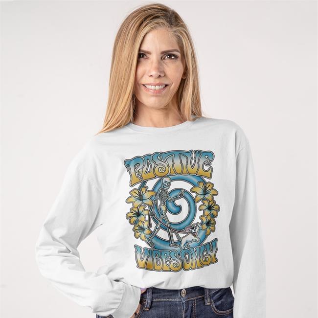 Barstool Sports Positive Vibes Only Merch Positive Vibes Only Skeleton T Shirt