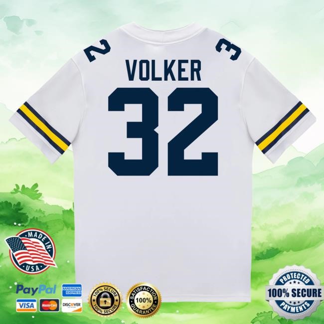 Michigan Wolverines #32 John Volker Student Athlete White Football Jersey Hot Shirt The M Den Shop Official