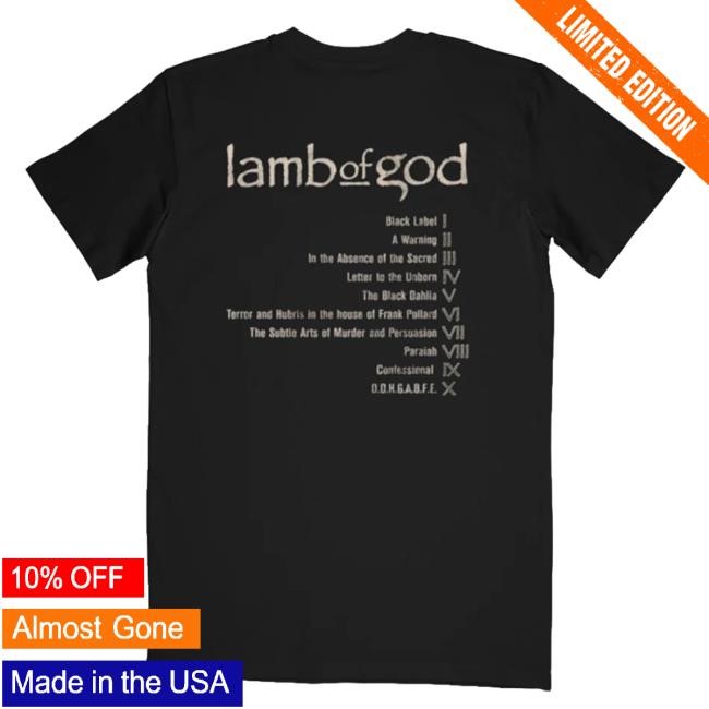 Official Lamb of God Merch New American Gospel Vintage Tracklist Shirt