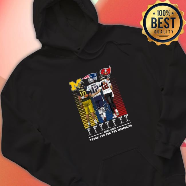 Michigan Wolverines New England Patriots vs Tampa Bay Buccaneers Brady 2000-2022 thank You for the memories signature Long Sleeve T Shirt