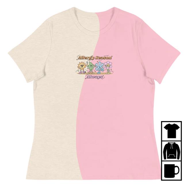 Official Mia Maples Merch Allergy Season Always Pull Over Hoodie Oatmeal / Pink Miamaples