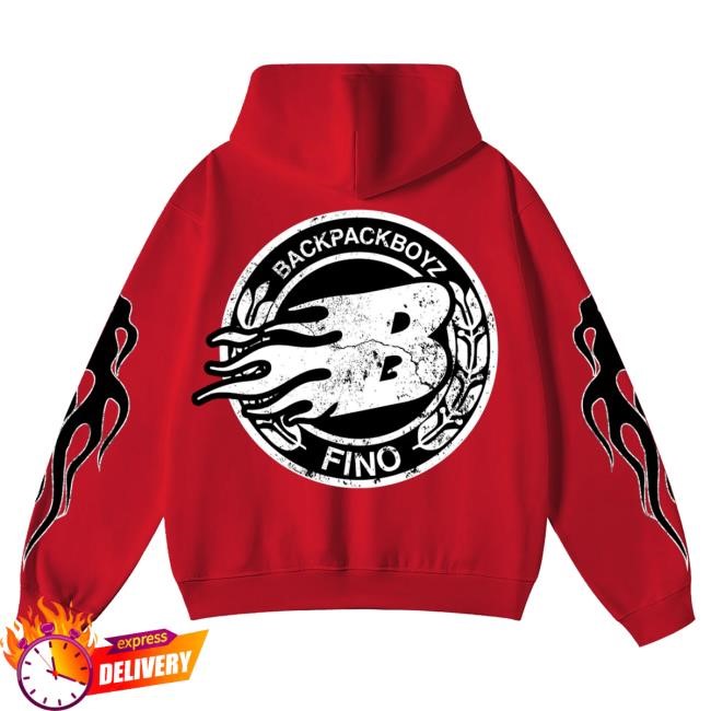Official Gallo Fino Brand Backpack Emblem Red Hooded Sweatshirt GalloFinoBrand