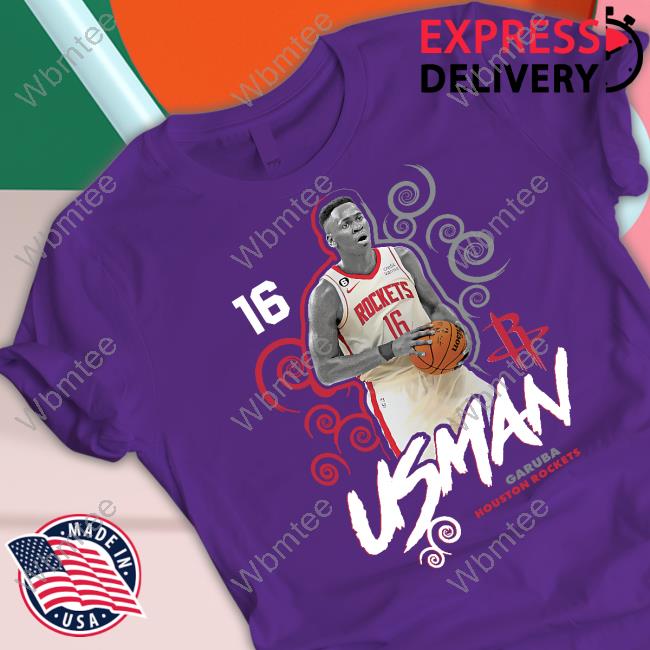 Official Fanatics Merch Usman Garuba Houston Rockets Player Name & Number Competitor T-Shirt