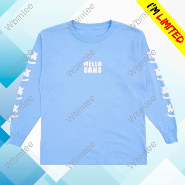 Official Marshmello Music Clothing Store Shop Mellogang Faces L/S Crewneck Sweatshirt Carolina Blue Marshmellomusic Merch