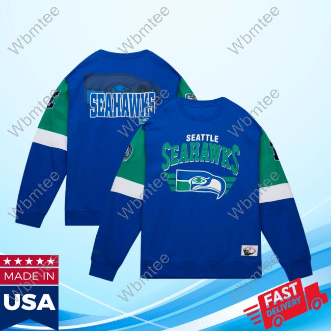 Mitchell & Ness Royal Seattle Seahawks Gridiron Classics All Over Print 3.0 Pullover Hoodie