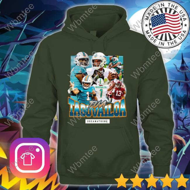 Dreamathon Merch Tua Tagovailoa T Shirt River Cracraft And Jaylen Waddle Miami Dolphins