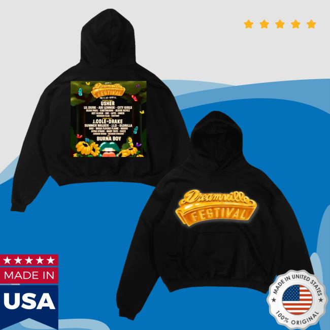 Official Dreamville Music Festival 2023 Merch 2023 Lineup Long Sleeve T Shirt Black Dreamville Records