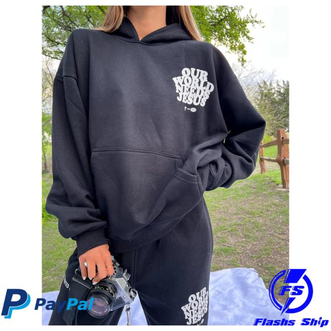 Official Elevated Faith Clothing Our World Needs Jesus Black Unisex Pull Over Hoodie