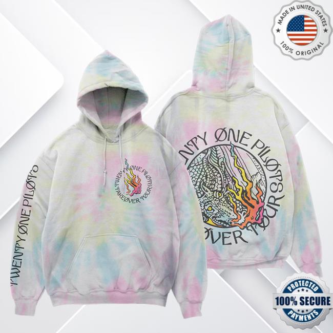 Official 21 Pilots Apparel Clothing Store Merch Tie-Dye Twenty One Pilots Takeover Tour Color Flame Tie Dye Pullover Hoodie TwentyOnePilots 21Pilots Shop