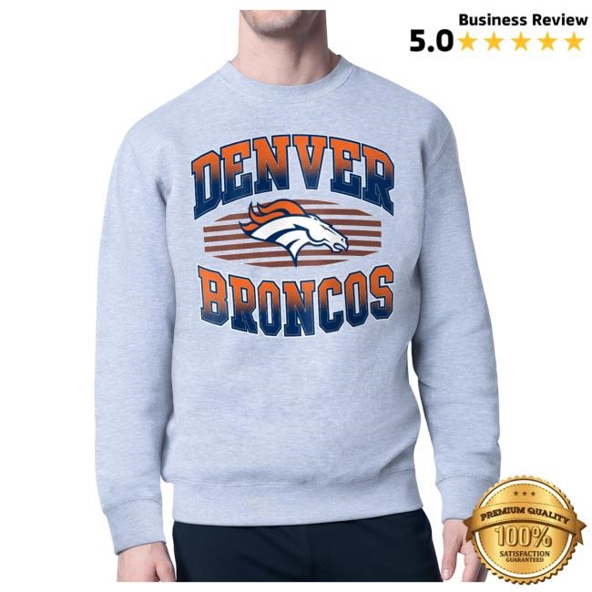 Official Denver Broncos Men's Starter Navy Denver Broncos Team Grit Graphic Crew Neck Sweatshirt DenverBroncos