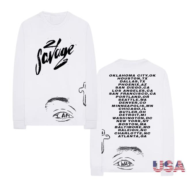 Official 21 Savage Merch Store Iaiw Eyes Long Sleeve Tee Shirt 21 Savage Apparel Clothing Shop 21Savage