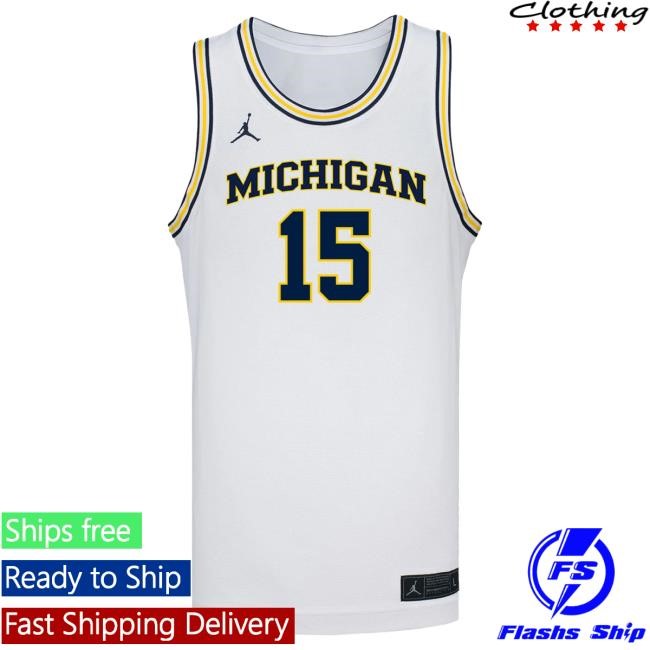 Michigan Wolverines #15 Aday Mara Student Athlete White Basketball Jersey Shirt | The M Den Official Merch Store Shop