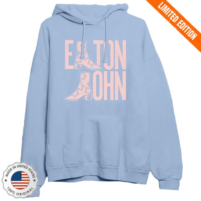 Official Elton John Merch Store Troubadour Boot Blue Hoodie