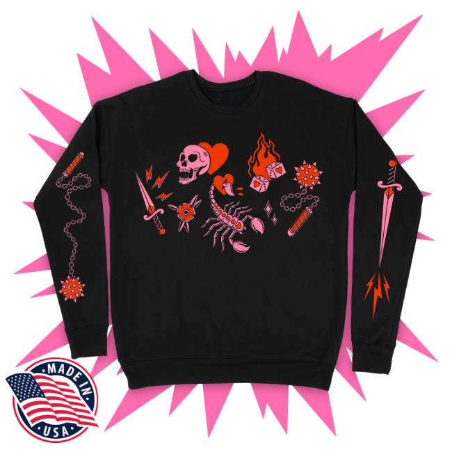 Tragic Girls Merch Tattoo Flash Hooded Sweatshirt