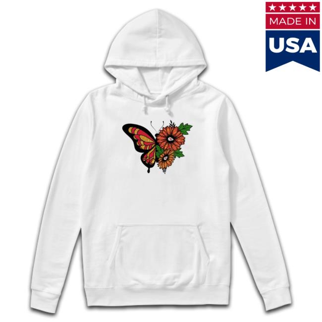 Butterfly And Sunflower Kansas City Chiefs Logo 2023 Unisex Sweatshirt