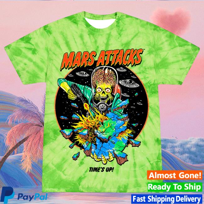 Official Cavity Colors Mars Attacks: Time's Up - T-Shirt (Martian Green Tie-Dye)