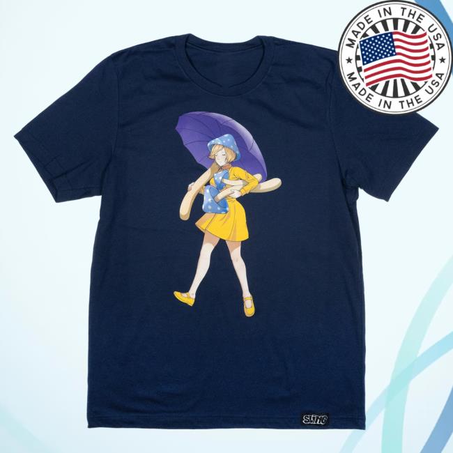 Slinger Apparel Store Shop Anime Shroom Girl Shirt New NavyPyroscopic