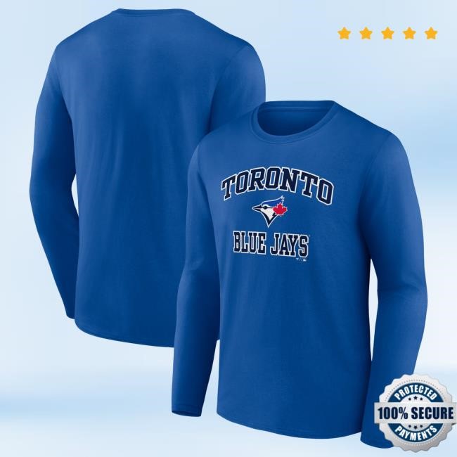 Official MLB Shop Men's Toronto Blue Jays Navy Heart & Soul Long Sleeve Shirt Toronto Blue Jays Merch